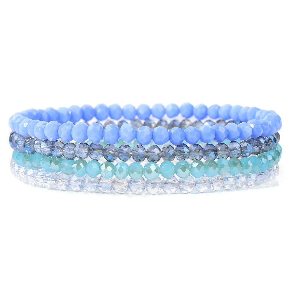 Sweet Geometric Crystal Bracelet with Cubic Zirconia Inlay Unisex Elastic String Bangle