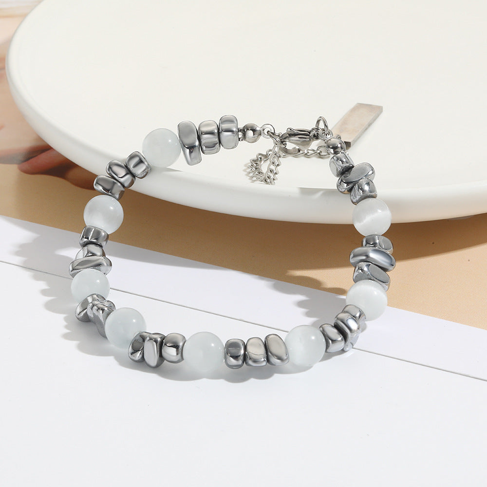 Geometric Cat's Eye Titanium Steel Bracelet Unisex