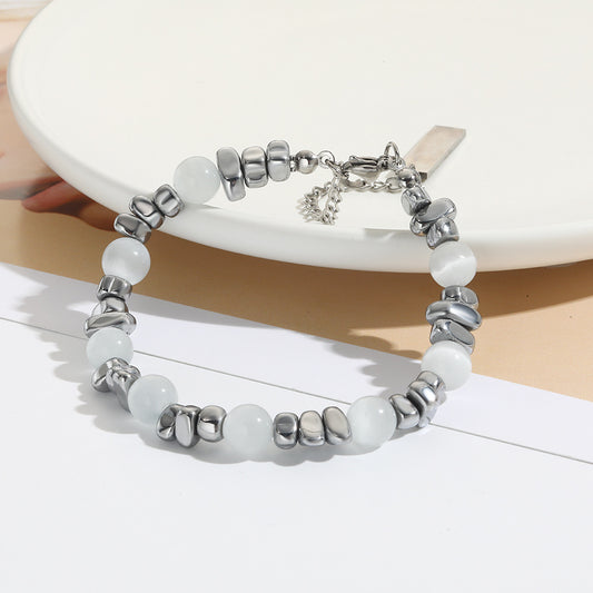 Geometric Cat's Eye Titanium Steel Bracelet Unisex
