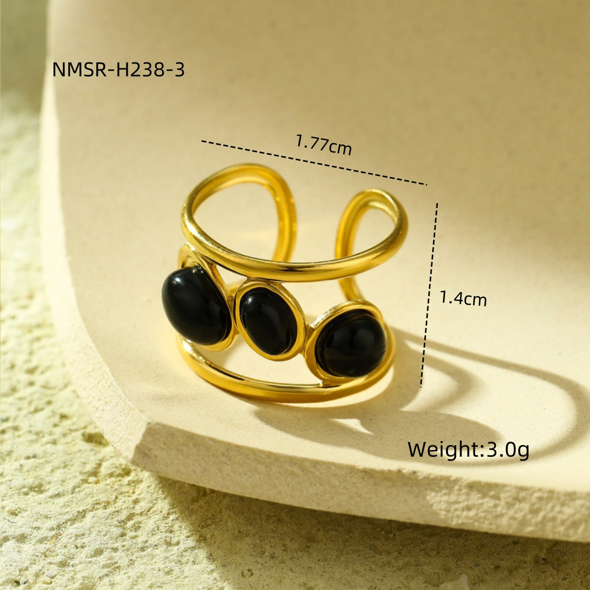 Anello Minimalista da Donna in Acciaio al Titanio con Intarsi Turchesi e Finitura Placcata