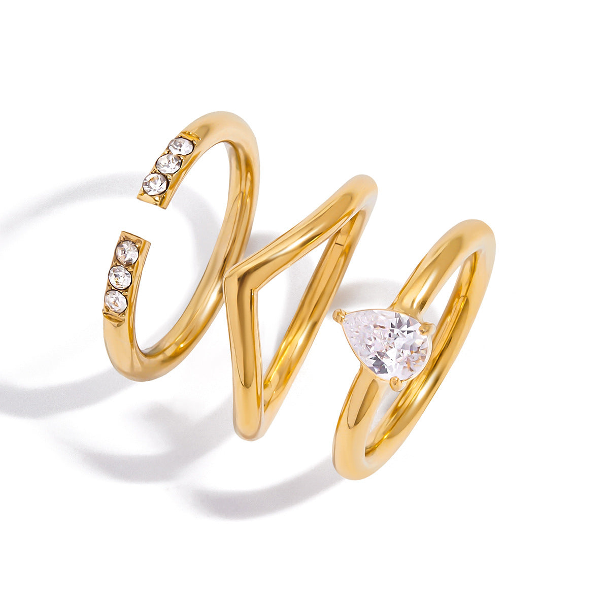 Anello Geometrico in Acciaio al Titanio con Accenti di Zirconia, Elettroplaccato per un Look Lussuoso e Resistente allo Sbiadimento, Fascia Minimalista alla Moda da Donna