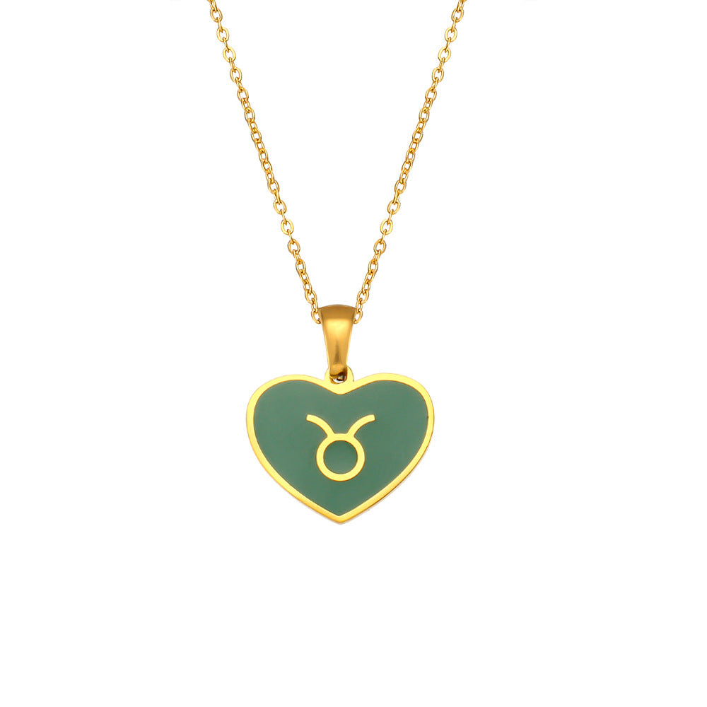 Collana Pendente Segno Zodiacale Minimalista da Donna in Acciaio Inossidabile con Finitura Smaltata