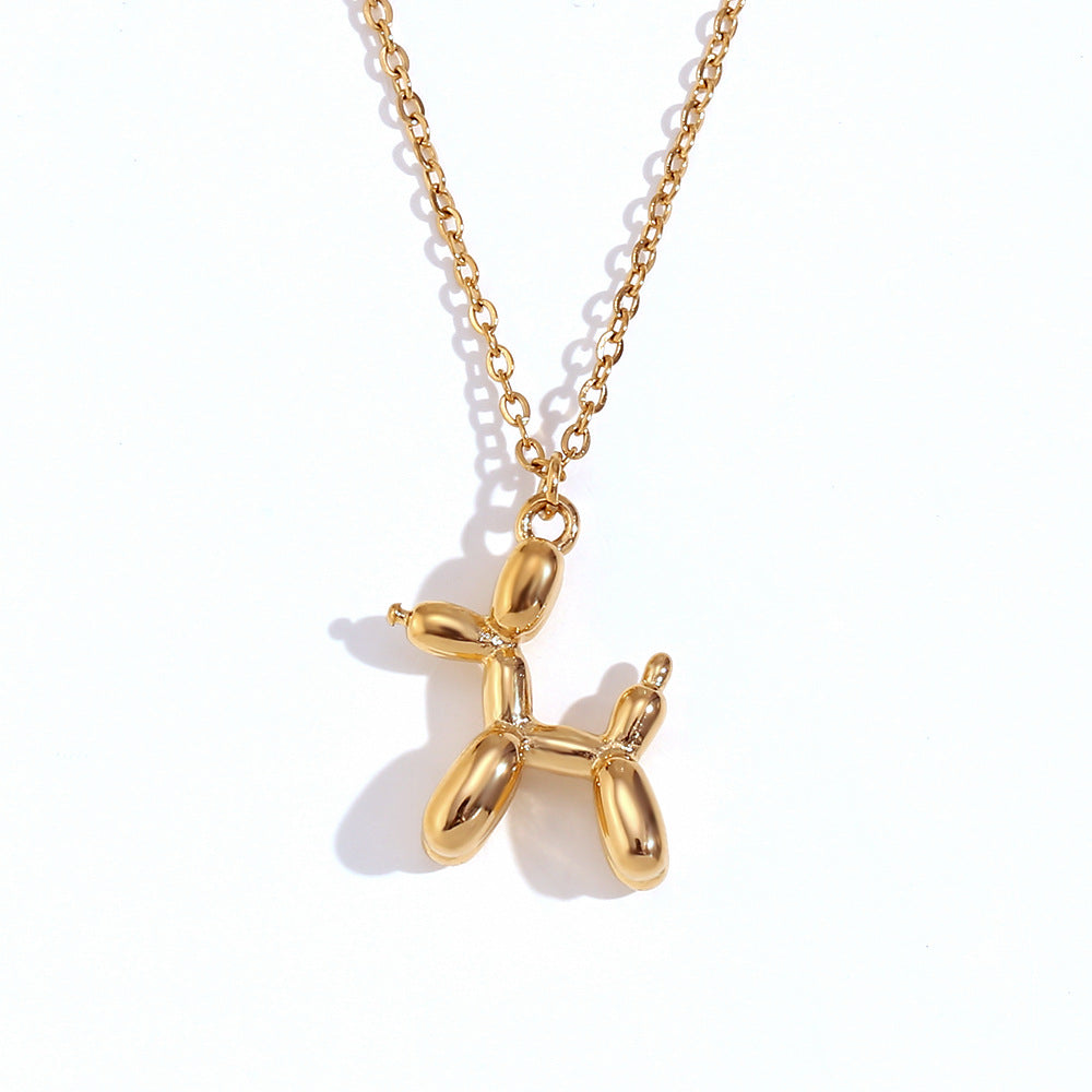 Collana Minimalista da Donna con Ciondolo a Cane in Acciaio Inox Placcato Oro 18K