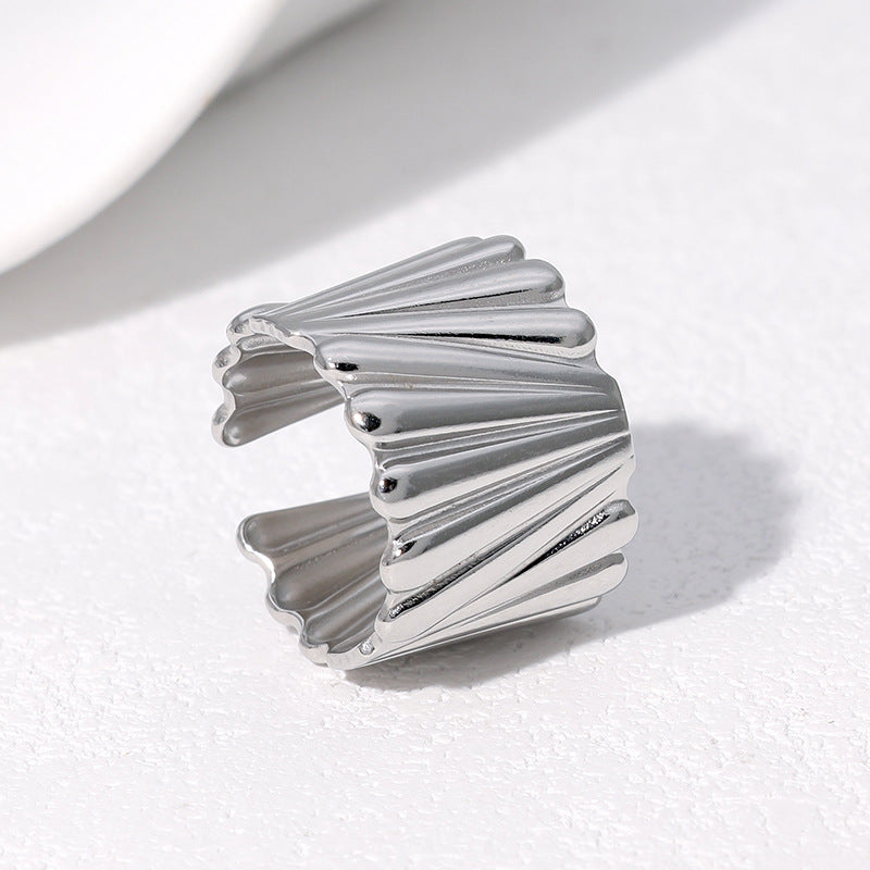 Anello aperto geometrico minimalista in acciaio inossidabile placcato oro 18K da donna
