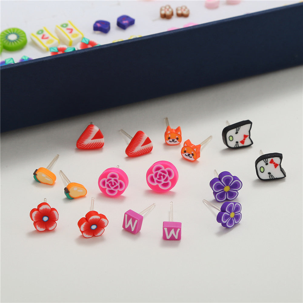 Creative Resin Animal Star Floral Stud Earrings Set for Women