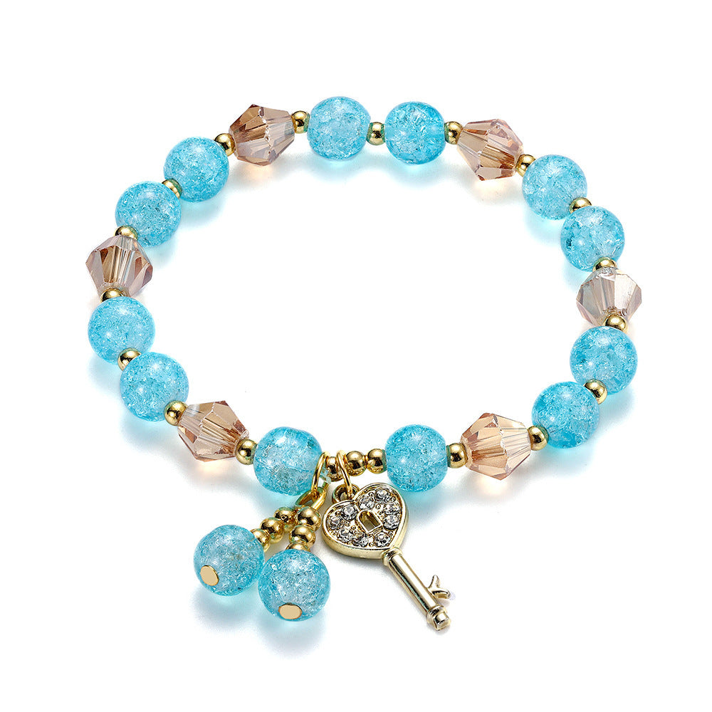 Geometric Key Crystal Glass Polished Bracelet for Women