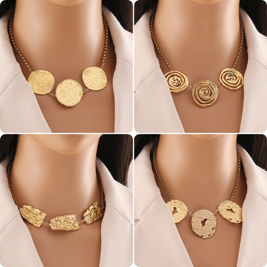 Geometric Irregular Stainless Steel Necklace with Plated Finish for Women O-Chain Pendant Jewelry