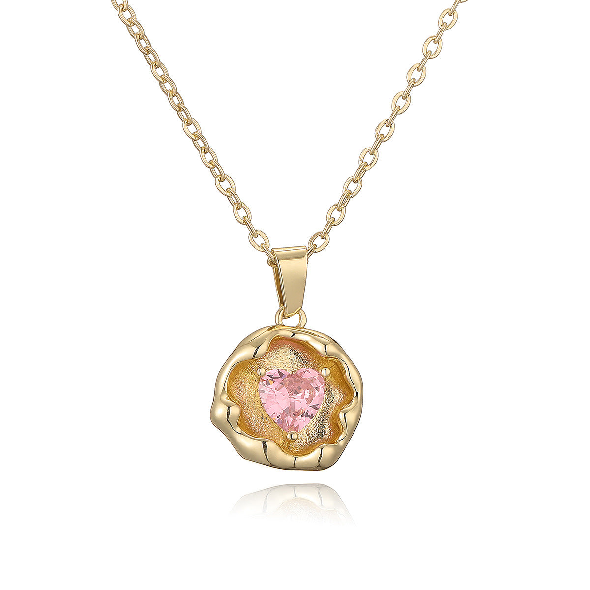 Minimalist Geometric Pendant Necklace for Women with Gold-Plated Copper and Zircon, Elegant Locket-Style Clavicle Chain
