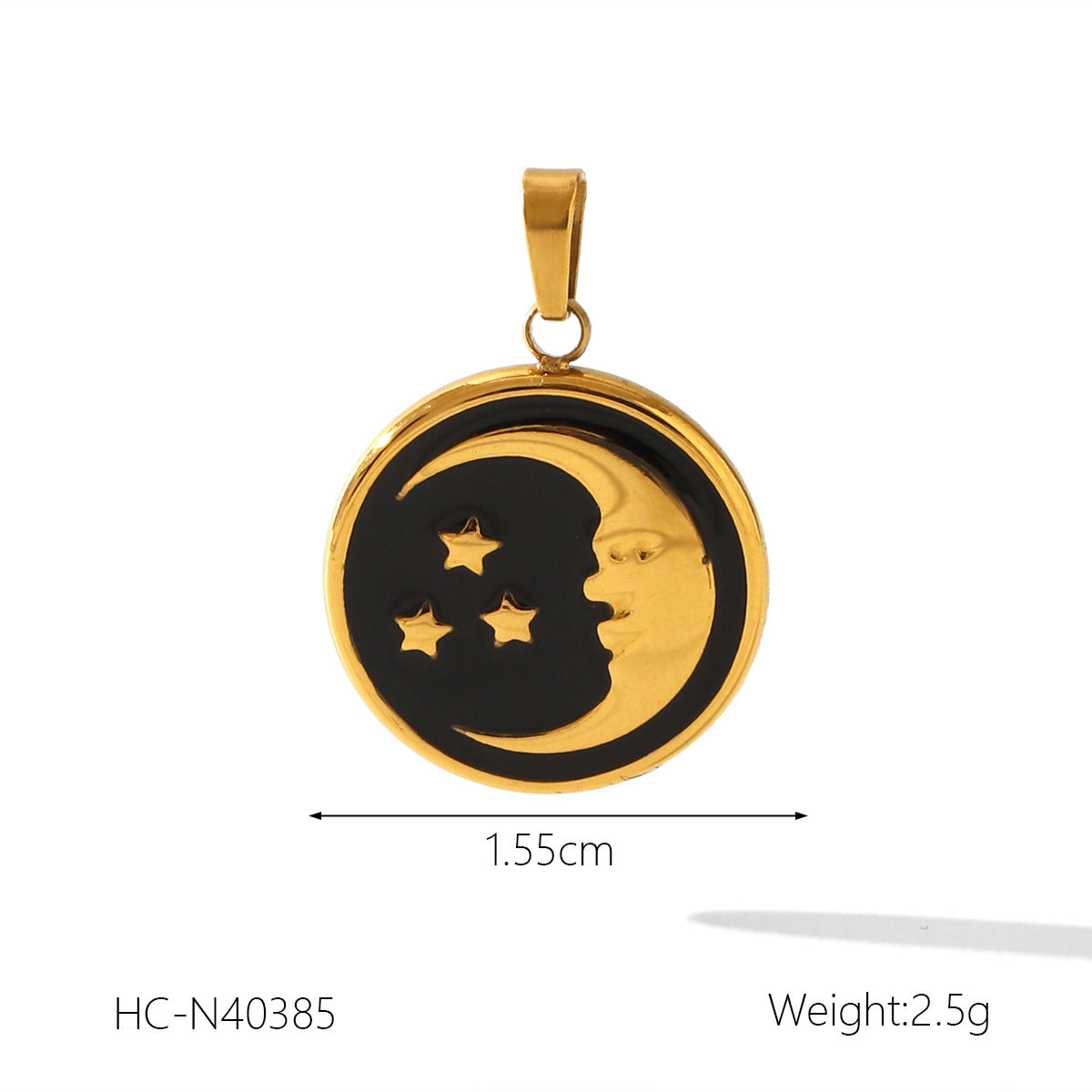 Geometric Moon Star Stainless Steel Titanium Steel Plated Charm Bar