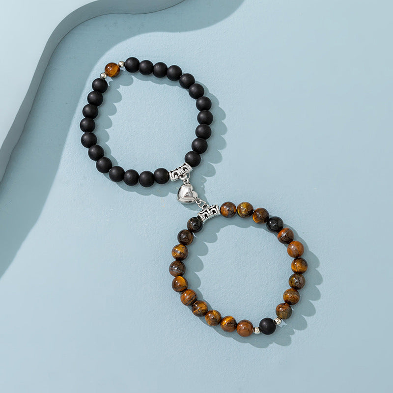 Minimalist Heart Agate Plated Bracelet Set for Unisex