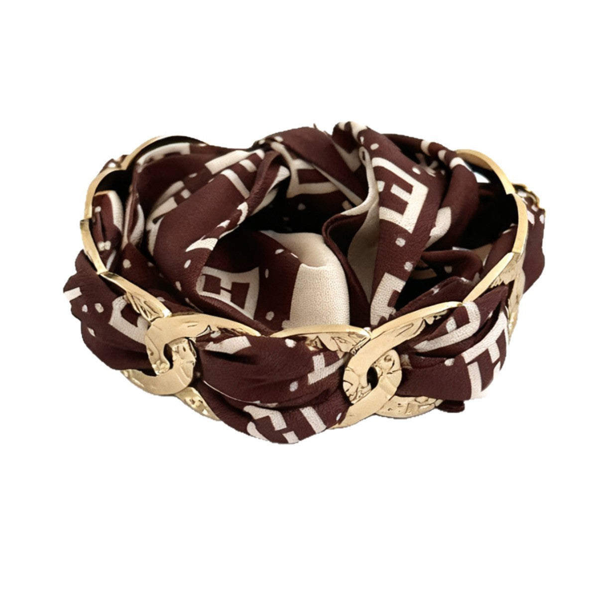 Fashion Irregular Plated Stainless Steel Fabric Wrap Open Cuff Bracelet for Women
