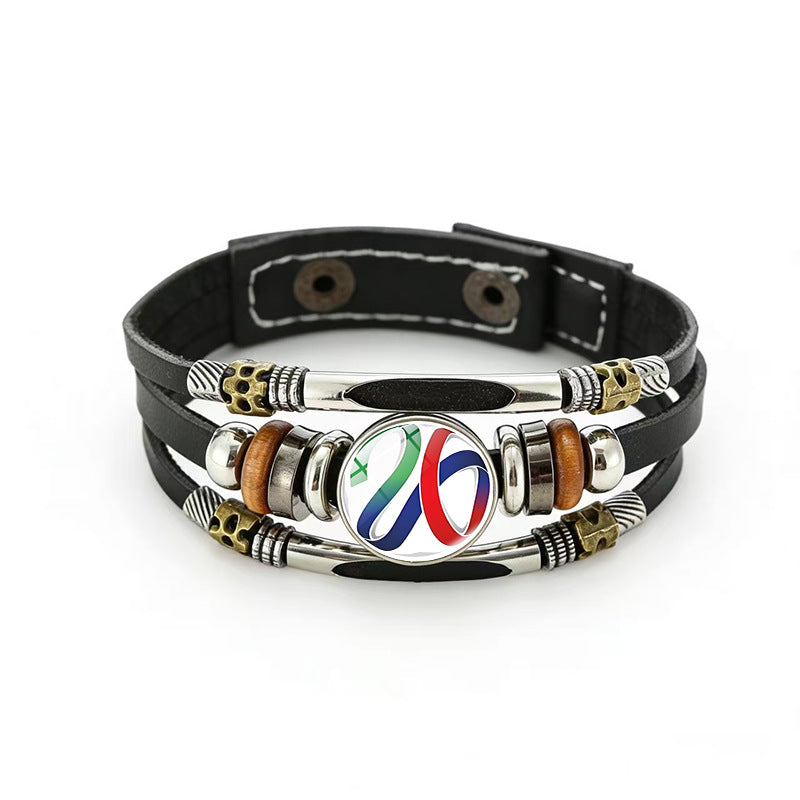 Bracciale in pelle placcato geometrico unisex