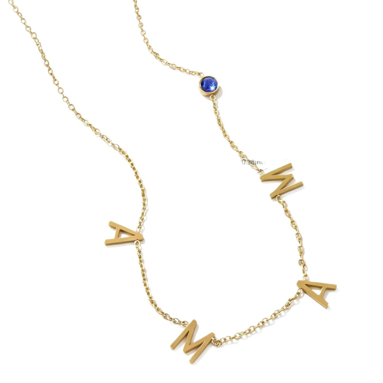 Elegant 18K Gold Plated Stainless Steel Letter Cubic Zirconia Necklace for Women