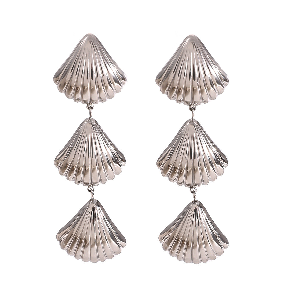 Elegant Stainless Steel Shell Earrings with Titanium Steel Posts Gold Plated Fashion Jewelry for Women