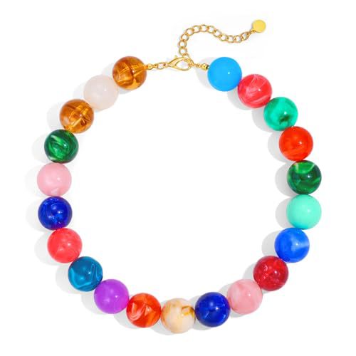 Casual Round Acrylic Bead Necklace Polished Ball Chain Women's Fashion Choker