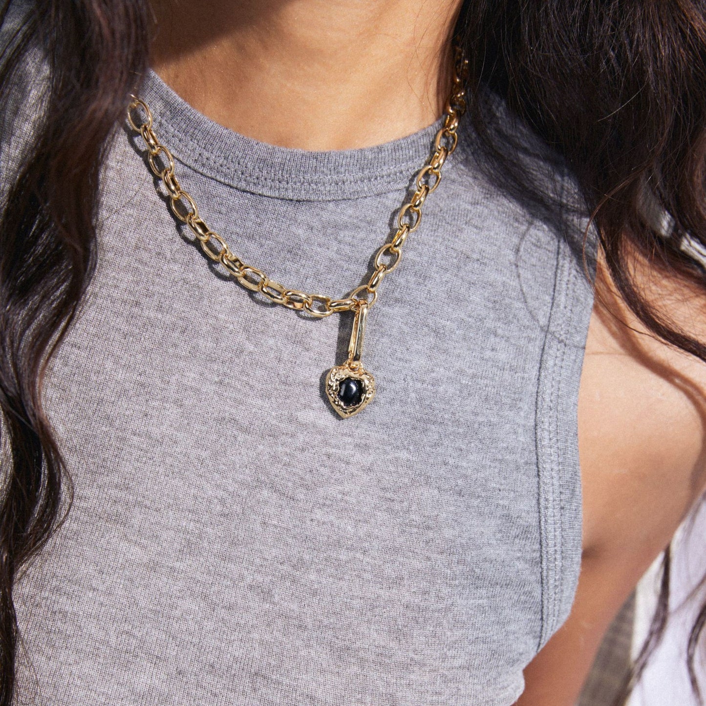 Minimalist Stainless Steel Plated Heart Geometric Pendant