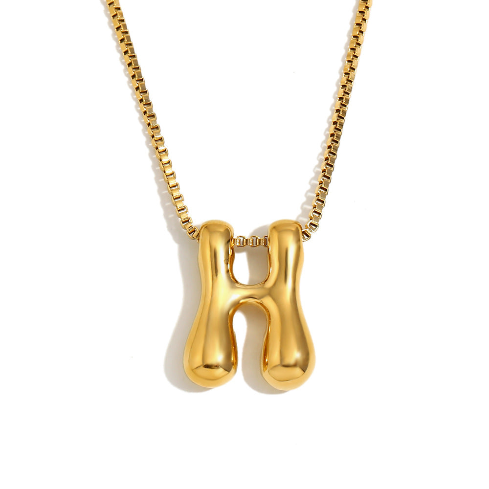 Minimalist Fashion Letter Necklace for Women Stainless Steel Pendant with 18K Gold Plating