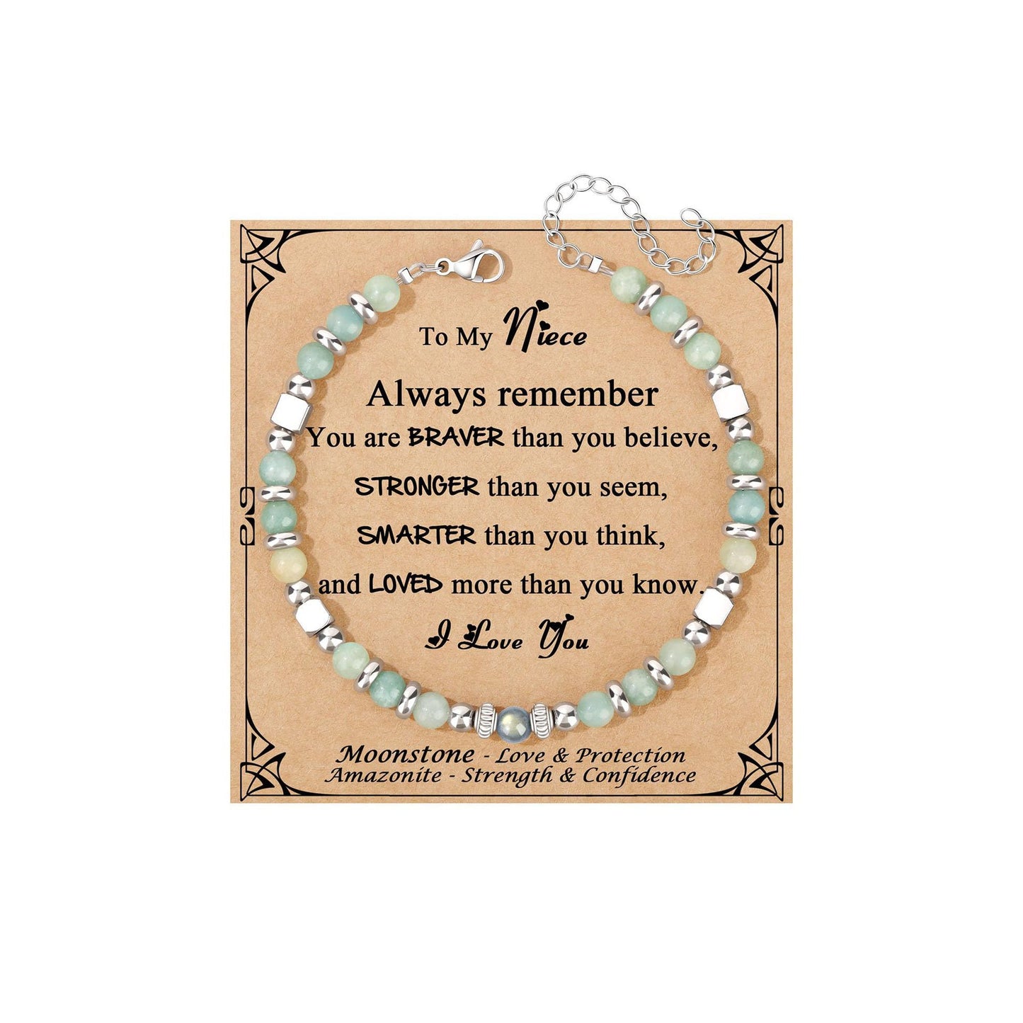 Fashion Stainless Steel Bracelet with 4mm Square Beads, Purple Imperial Stone and Lime Moonstone for Women