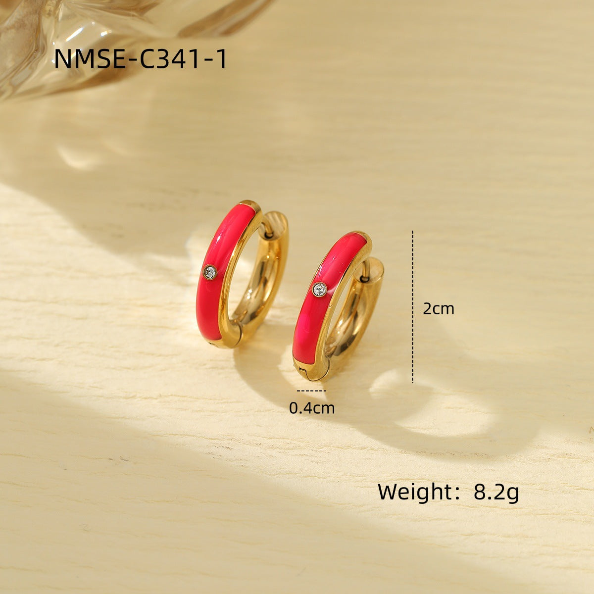 Orecchini Tondi Geometrici da Donna in Stile Vintage in Acciaio al Titanio con Finitura Smaltata e Zirconi Micro-Pavé