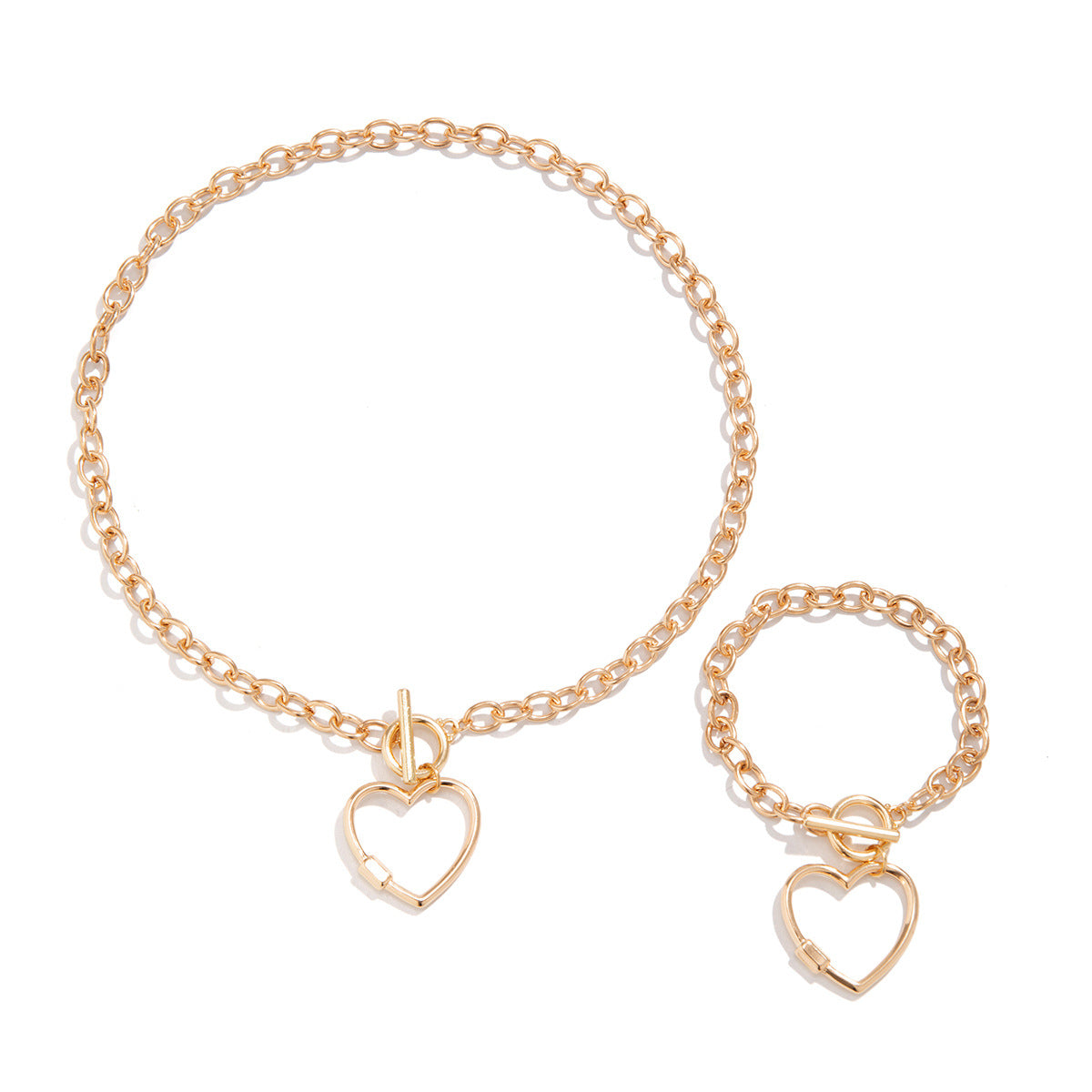 Collana Pendente Cuore e Stella Geometrici Audaci da Donna in Lega Elettroplaccata con Catena a Croce Gioielli