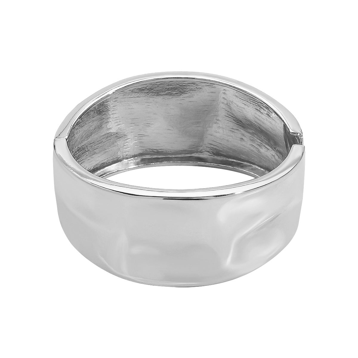 Pulsera Ancha de Aleación Texturizada de Gran Tamaño para Mujer con Acabado Retro Lujoso y Diseño Geométrico