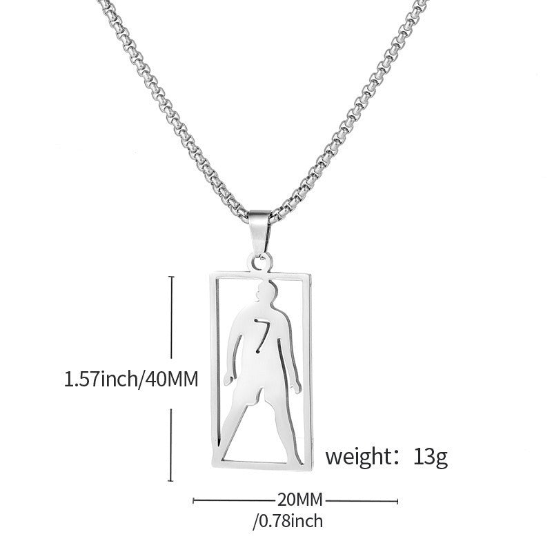 Hip-hop Streetwear Polished Titanium Steel Round Geometric Pendant Necklace for Men