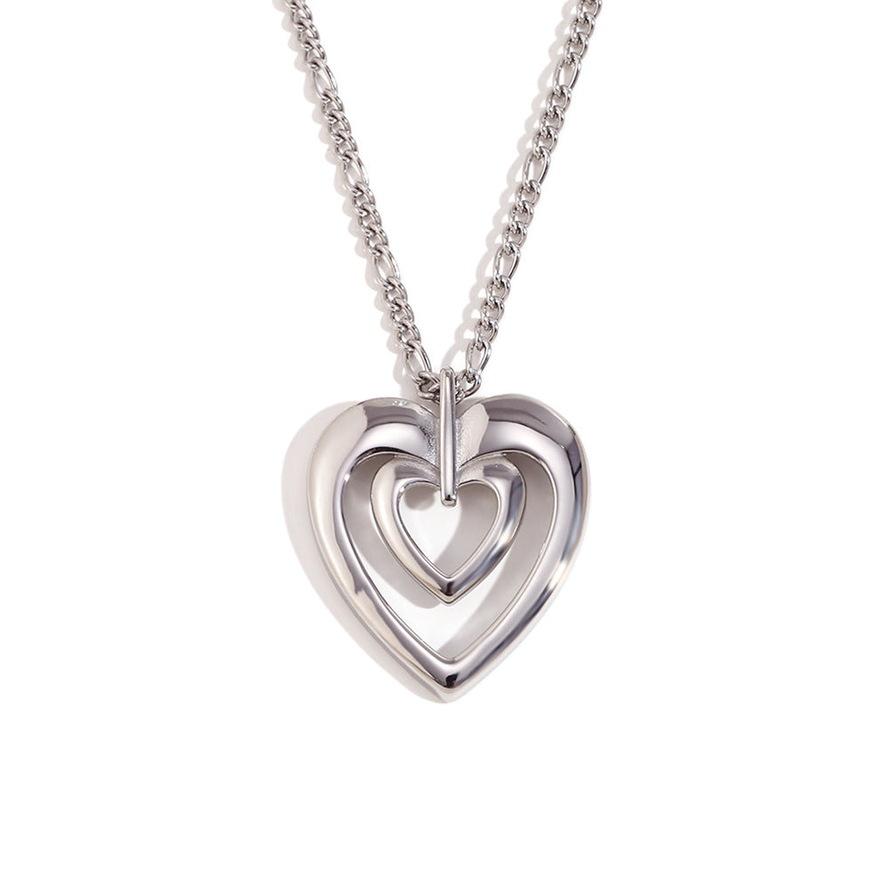 Collana Pendente a Cuore Vuoto Minimalista di Tendenza per Donna in Acciaio Inossidabile con Placcatura in Oro 18K