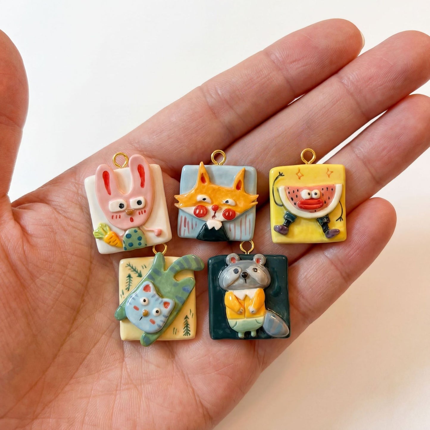 Sweet Punk Cartoon Animal Brass Plated Ball Chain Charm Bar