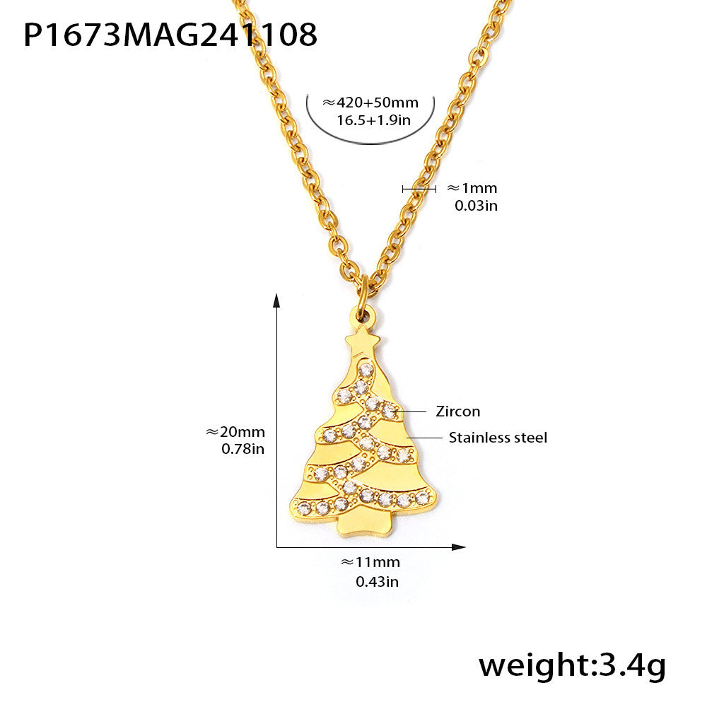 Conjunto de collar y pendientes de acero inoxidable con forma de noria, con baño de oro de 18 quilates, esmalte de colores e incrustaciones de circonitas para mujer