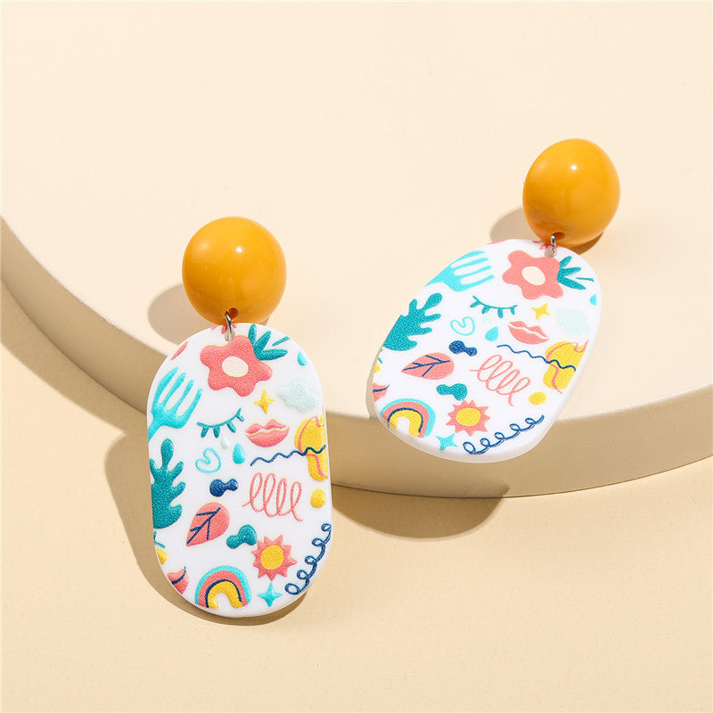 Orecchini a perno in acrilico con grazioso fiore margherita per bambini con perni in argento 925, design a fantasia floreale
