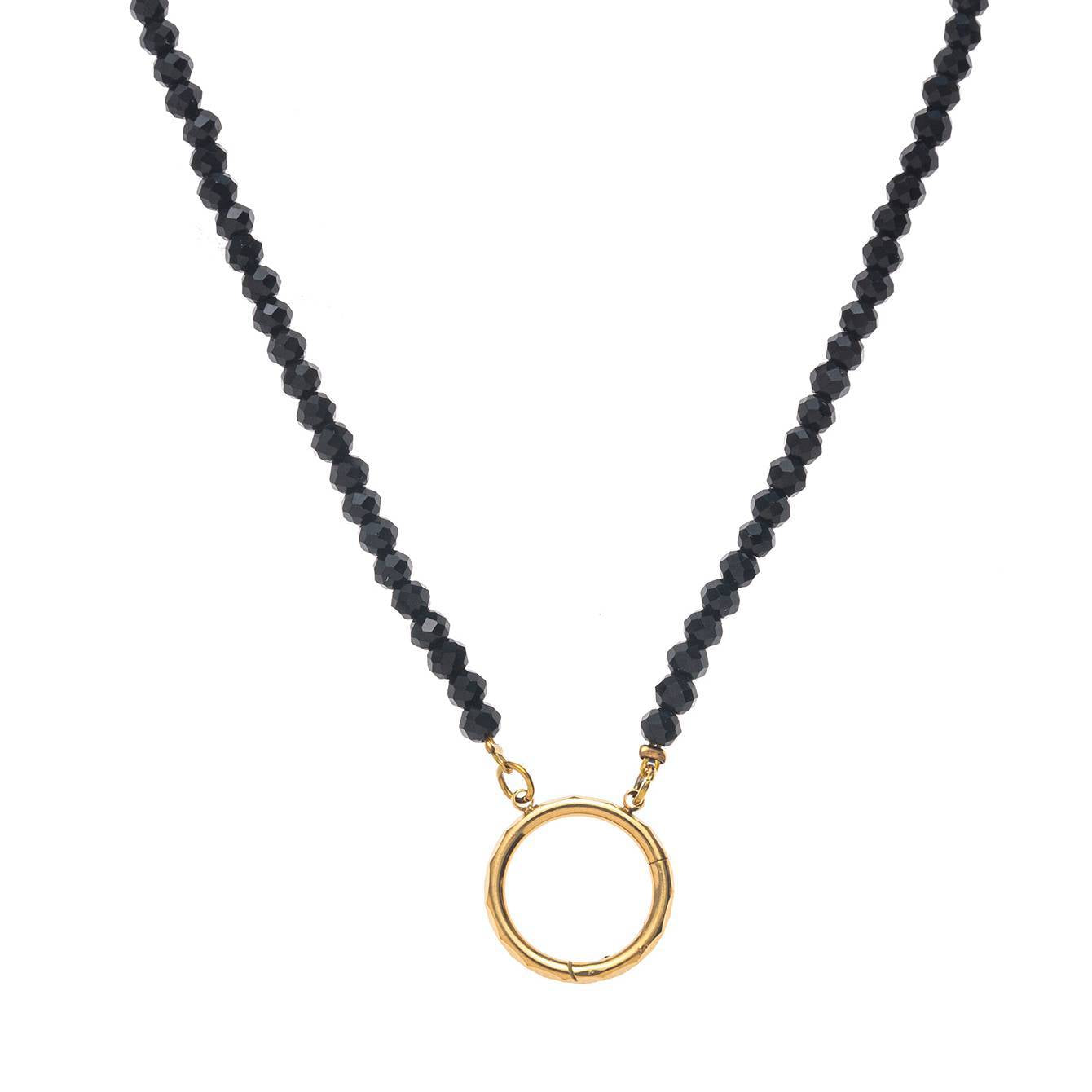 Vintage Round Floral Polka Dot Titanium Steel Pendant with 18K Gold Plating Charm Bar