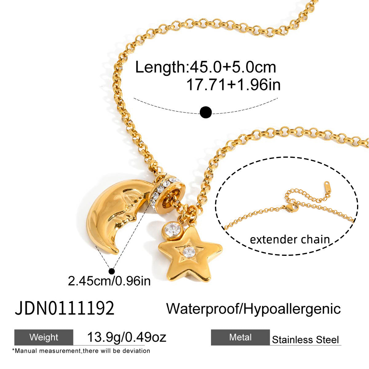 Elegant Geometric Oval Stainless Steel PVD Cubic Zirconia Pendant Necklace for Women