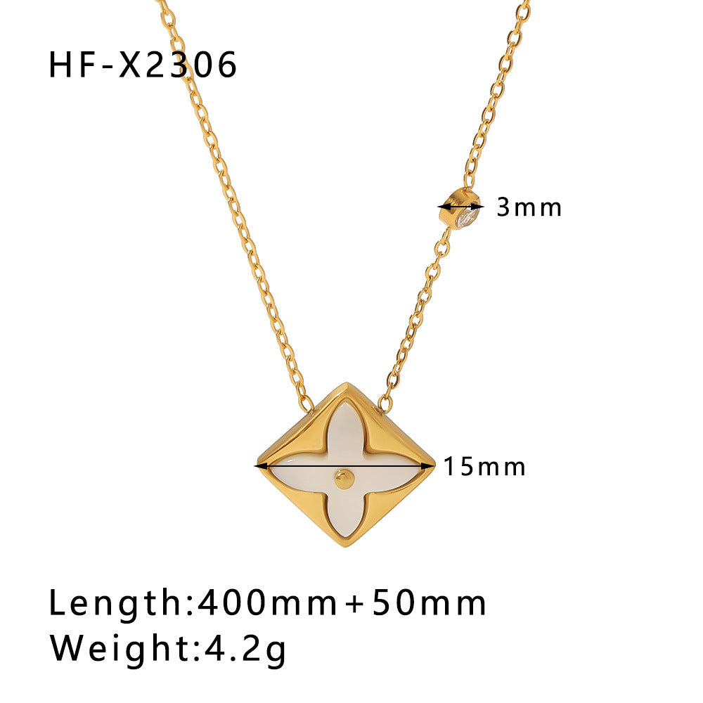 Minimalist Stainless Steel Snake-Eye Bamboo-Shaped Pendant Necklace for Women with 18K Gold Plating and Zircon Inlay