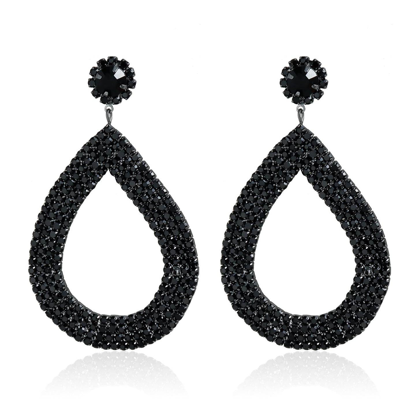 Vintage Geometric Zinc Alloy Electroplated Hoop Earrings with Rhinestone Accents for Women