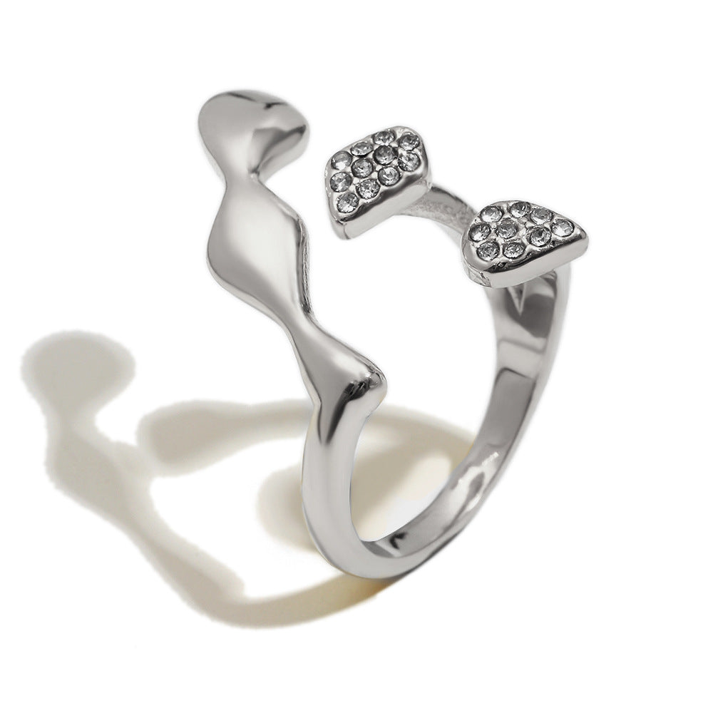 Anillo minimalista geométrico de acero inoxidable con baño de oro de 18 quilates para mujer