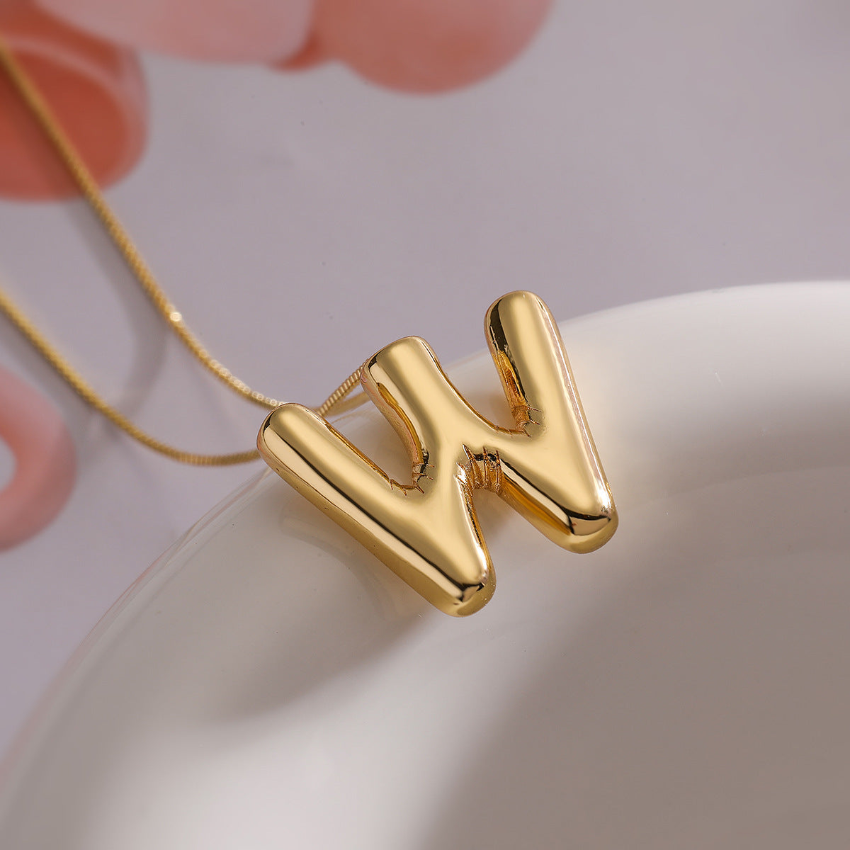 Minimalist Irregular Geometric Letter Balloon Pendant Necklace for Women