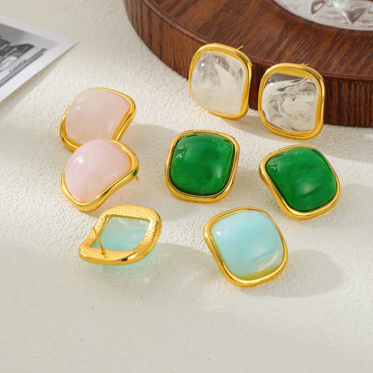 Minimalist Sweet Square Geometric Plated Stainless Steel Earrings for Women