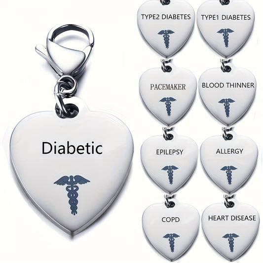 Colgante médico de identificación de acero inoxidable con forma de corazón minimalista para hombre con acabado chapado