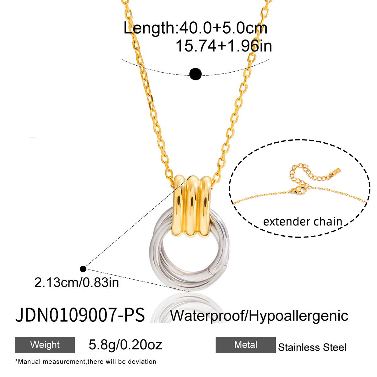 Collana Geometrica Placcata in Acciaio al Titanio da Donna con Catena in Acciaio Inossidabile, Accessorio di Moda Ipoallergenico e Resistente allo Sbiadimento