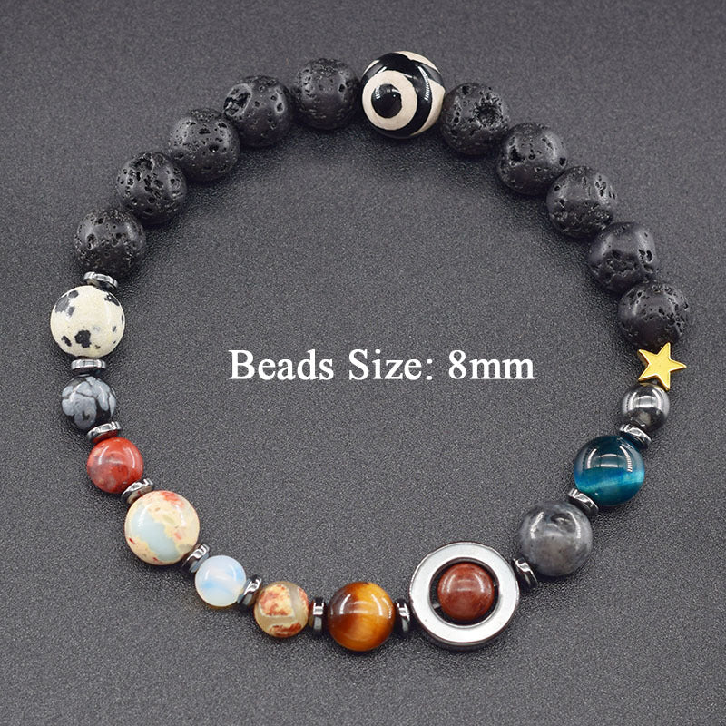Classic Sweet Natural Gemstone Round Geometric Stretch Bracelet Unisex Jewelry Gift