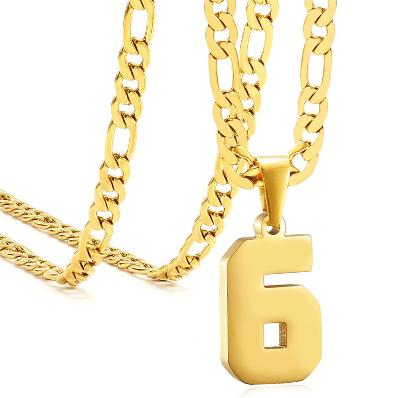 Minimalist Numeric Pendant Necklace for Men and Women Stainless Steel Chain with Polished Titanium Steel Charm