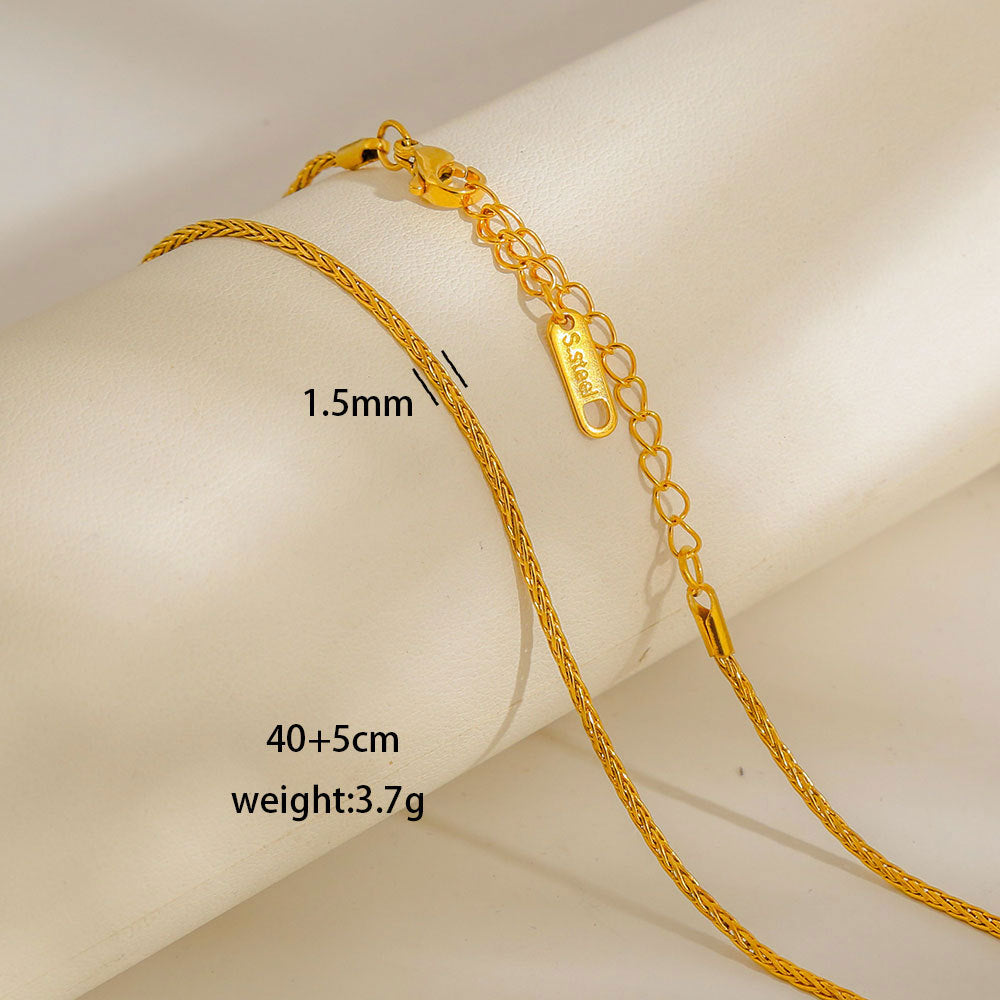 Collana con Ciondoli Geometrici Minimalisti in Acciaio al Titanio Placcato con Nappe, Charm Fai da Te per Donne
