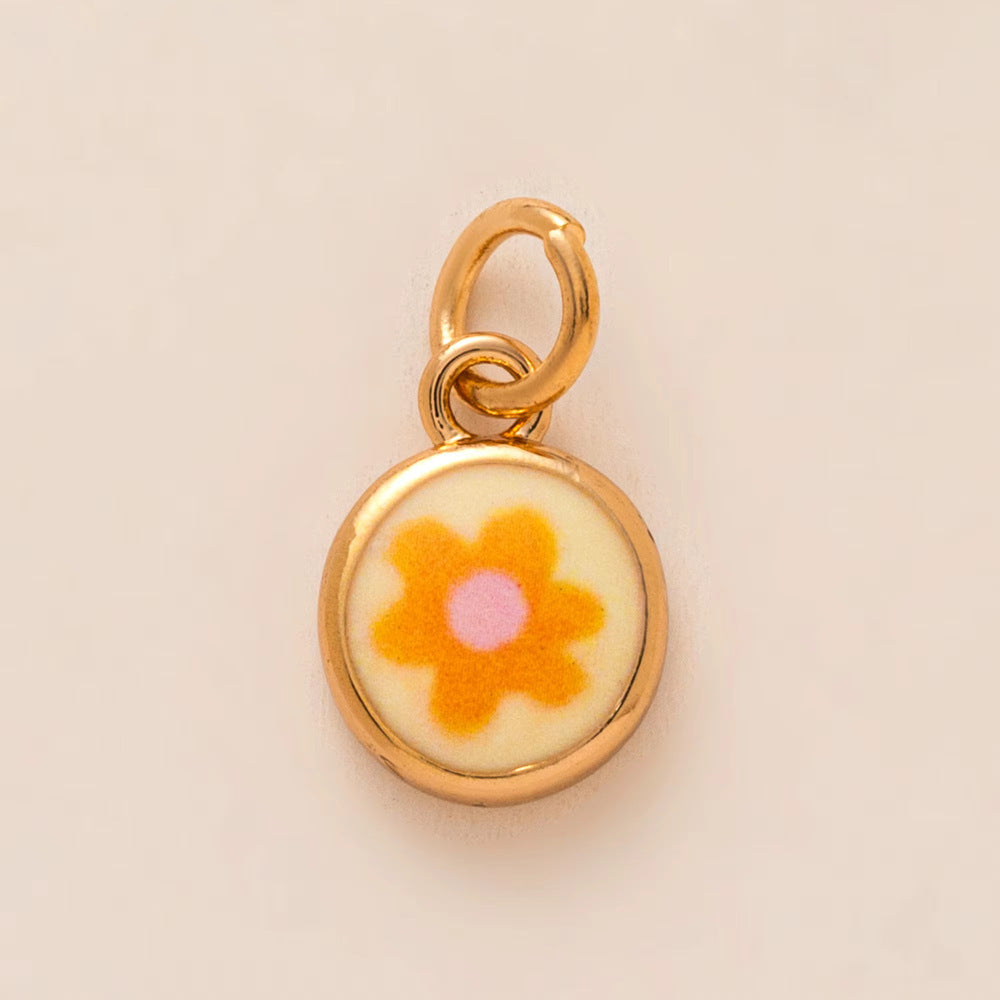 Minimalist Luxury 18K Gold Plated Heart Teardrop Floral Brass Pendant