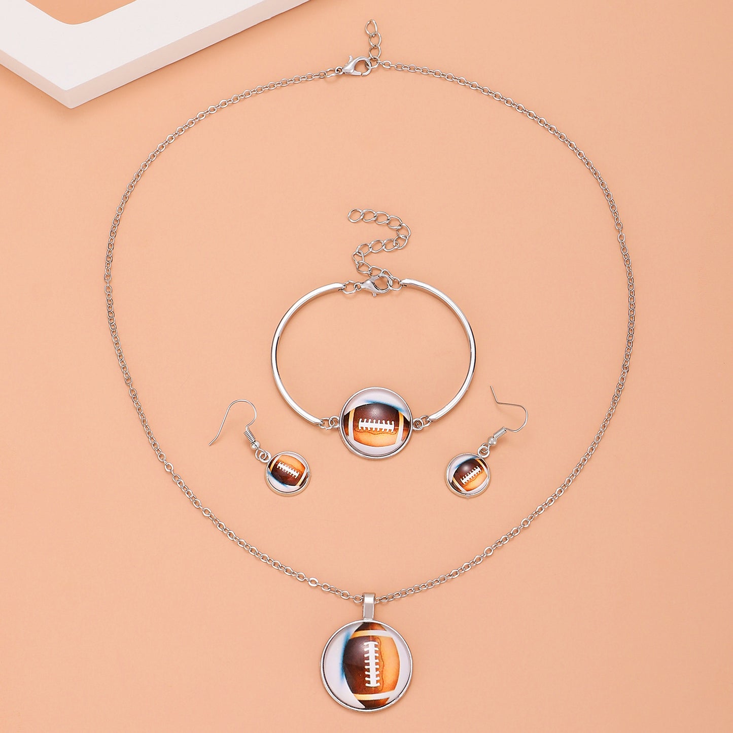 Set di gioielli da donna sportivo elegante rotondo geometrico in lega placcata
