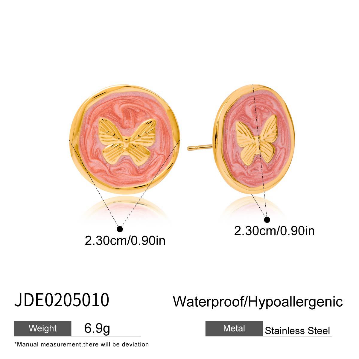 Orecchini da donna geometrici minimalisti in acciaio inossidabile smaltato con motivo floreale, ipoallergenici e resistenti allo sbiadimento