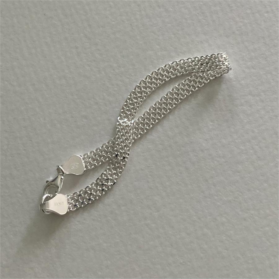 Bracciale Minimalista in Argento Sterling 925 a Rete Intrecciata Geometrica
