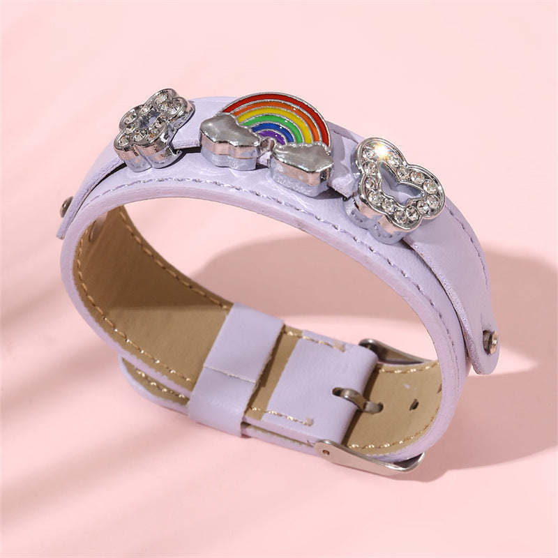Pulsera de mariposa de resina estilo retro punk con diamantes de imitación para niñas con acabado artesanal