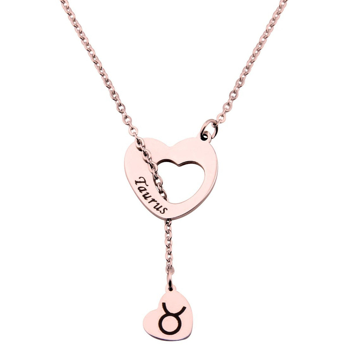 Natural and Fresh Sweet Heart-Shaped Stainless Steel Lariat Y Necklace with Polished Titanium Steel Pendant for Women