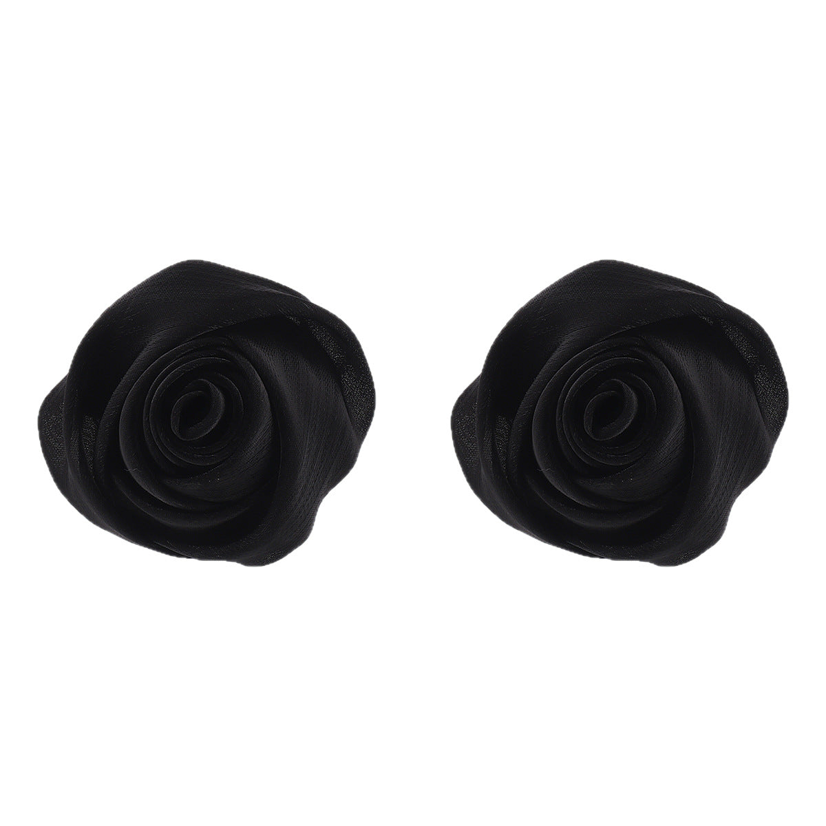 Pendientes de botón de rosa en 3D de estilo floral dulce y fresco con tela de organza y artesanía tejida a mano para mujer