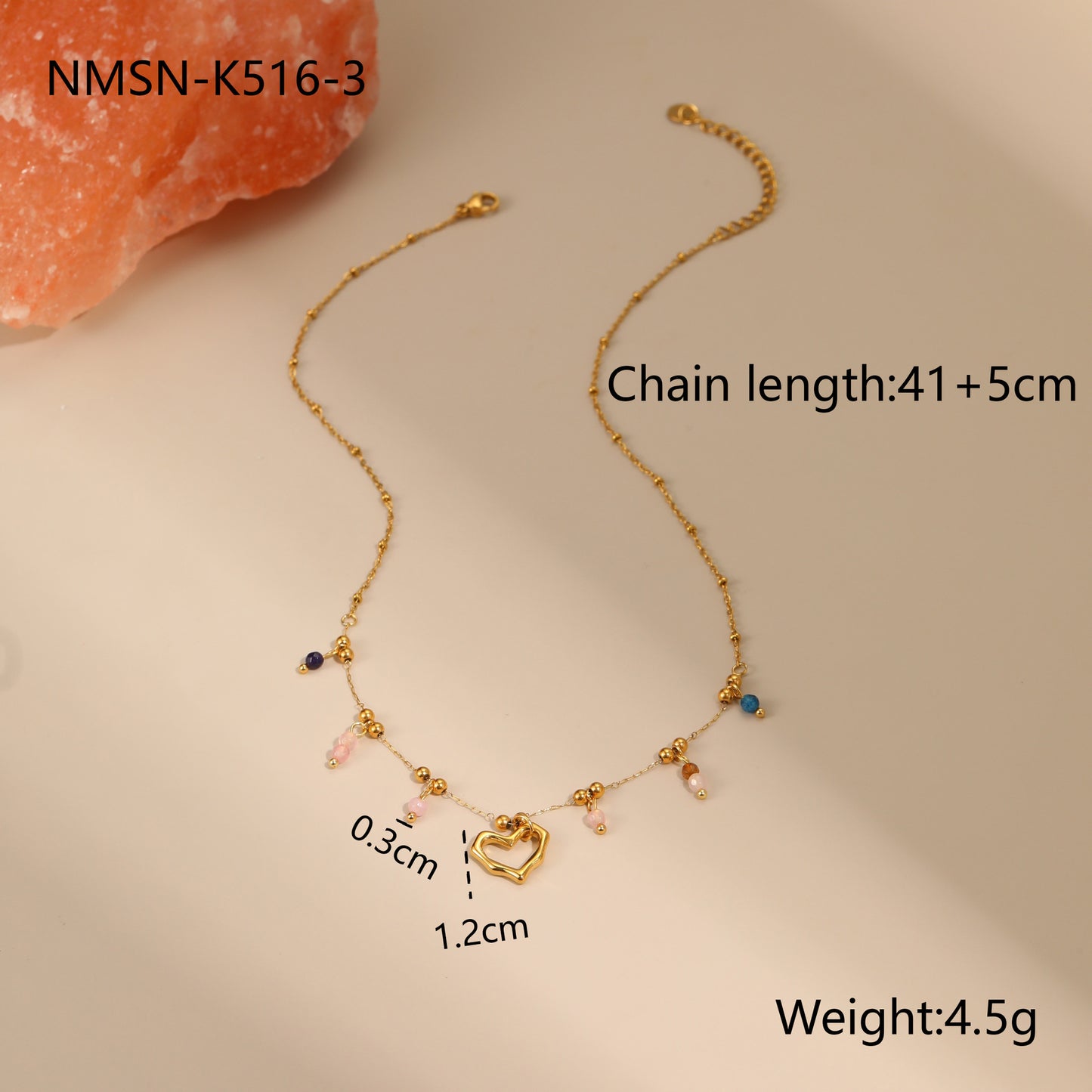 Fashionable Hollow Heart Shape Stainless Steel Necklace with Plated Finish for Women